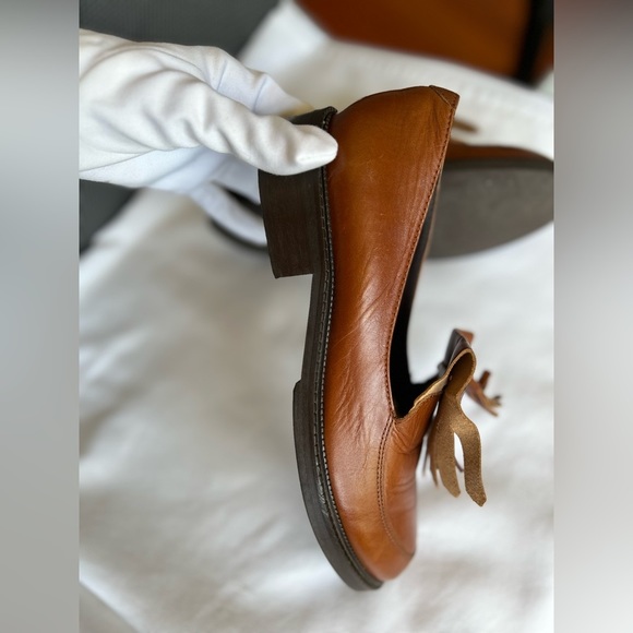 🚨⬇️🤑Jonak Paris Brown Leather Brogue Fringe Mocasines Loafers size 7-7.5 - Picture 9 of 14